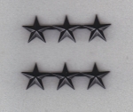 3 stars 5/8" SUBDUED BLACK Pair Collar Pins Rank Insignia